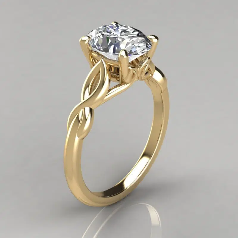 Double Split Shank Oval Cut Solitaire Moissanite Engagement Ring
