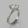 Petite Cathedral Oval Cut Moissanite Engagement Ring