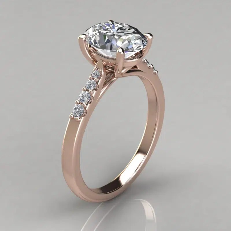 Petite Cathedral Oval Cut Moissanite Engagement Ring