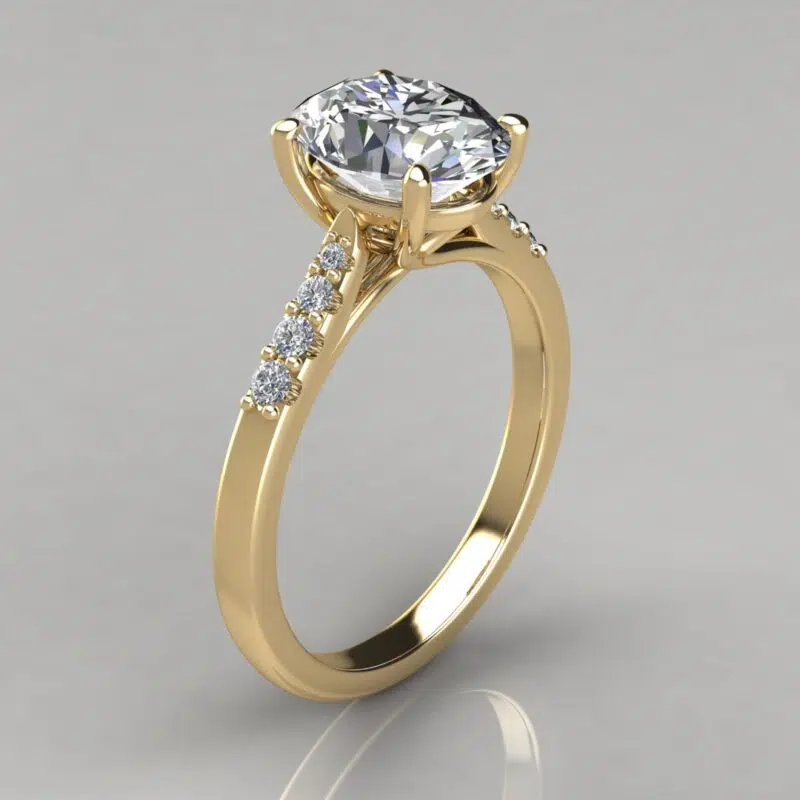 Petite Cathedral Oval Cut Moissanite Engagement Ring