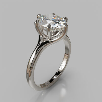 Solitaire Six Prong Oval Cut Moissanite Engagement Ring