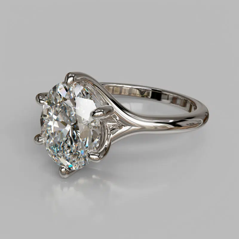 Solitaire Six Prong Oval Cut Moissanite Engagement Ring - Forever ...