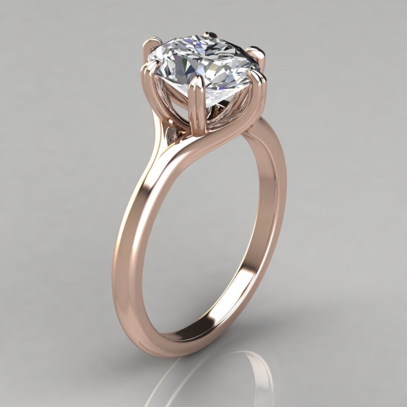 Solitaire Six Prong Oval Cut Moissanite Engagement Ring
