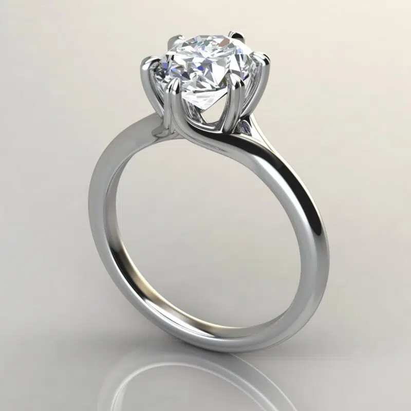 Solitaire Six Prong Oval Cut Moissanite Engagement Ring