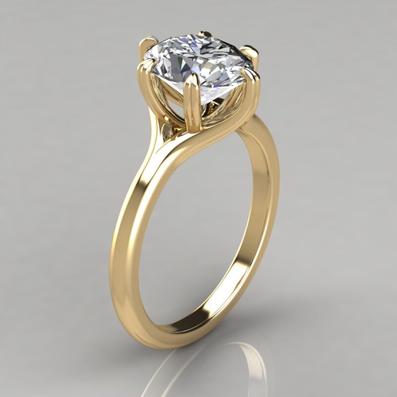 Solitaire Six Prong Oval Cut Moissanite Engagement Ring