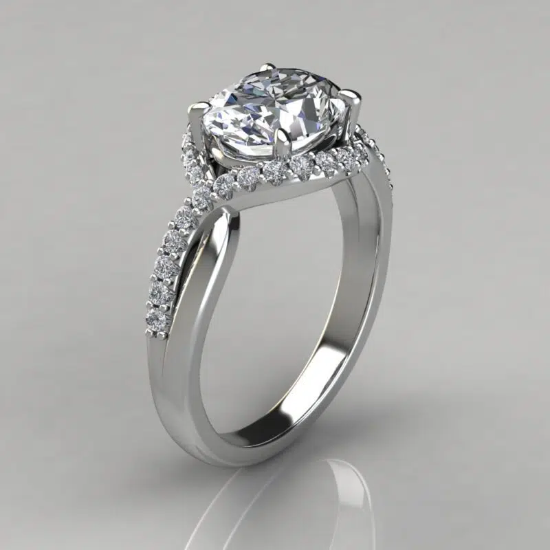 Split Halo Oval Cut Moissanite Engagement Ring