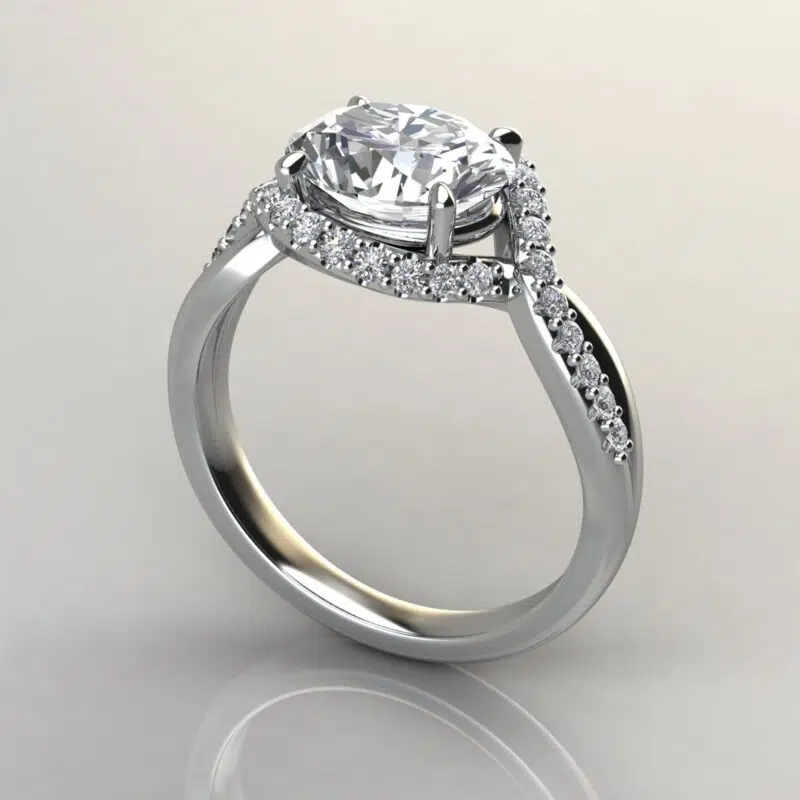 Split Halo Oval Cut Moissanite Engagement Ring