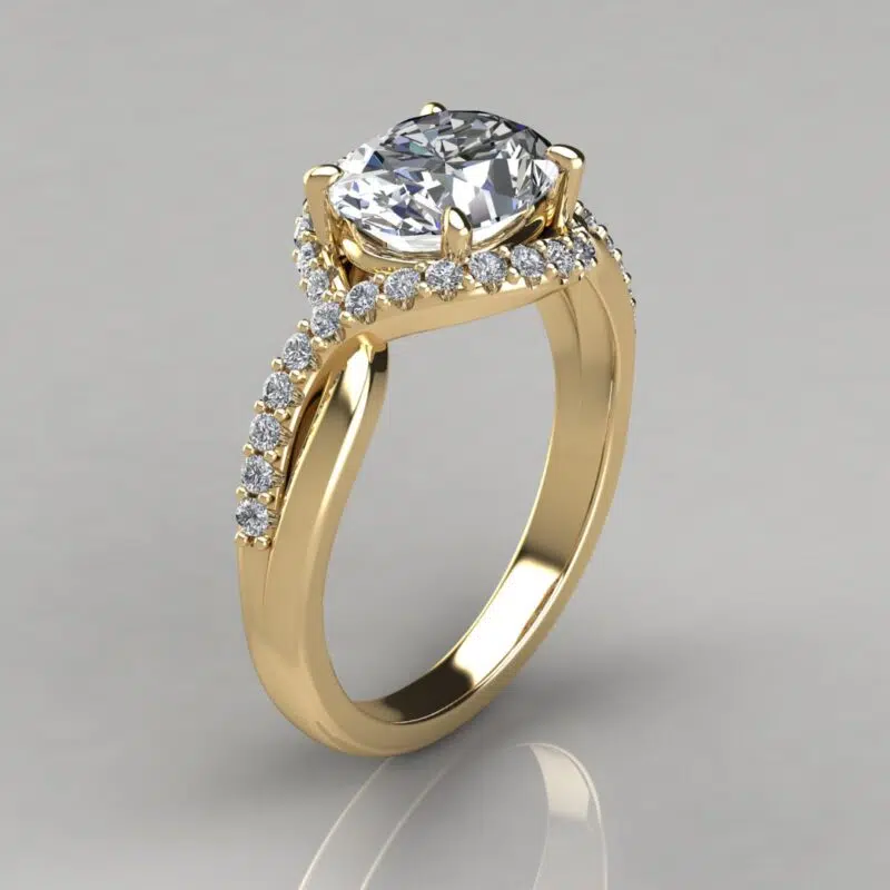 Split Halo Oval Cut Moissanite Engagement Ring