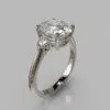 Three Stone Oval Cut Moissanite Engagement Ring