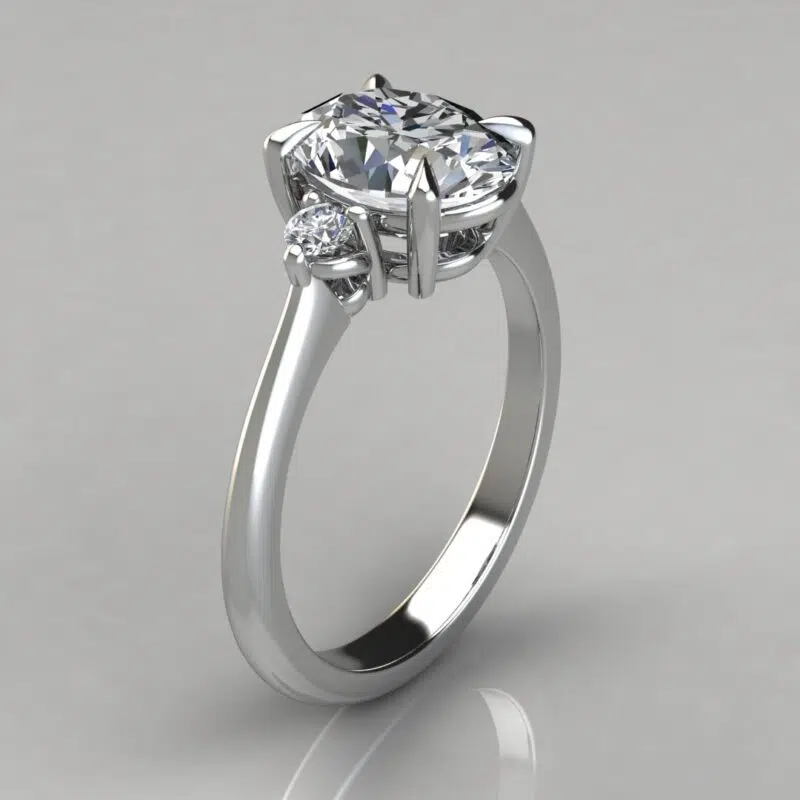Three Stone Oval Cut Moissanite Engagement Ring