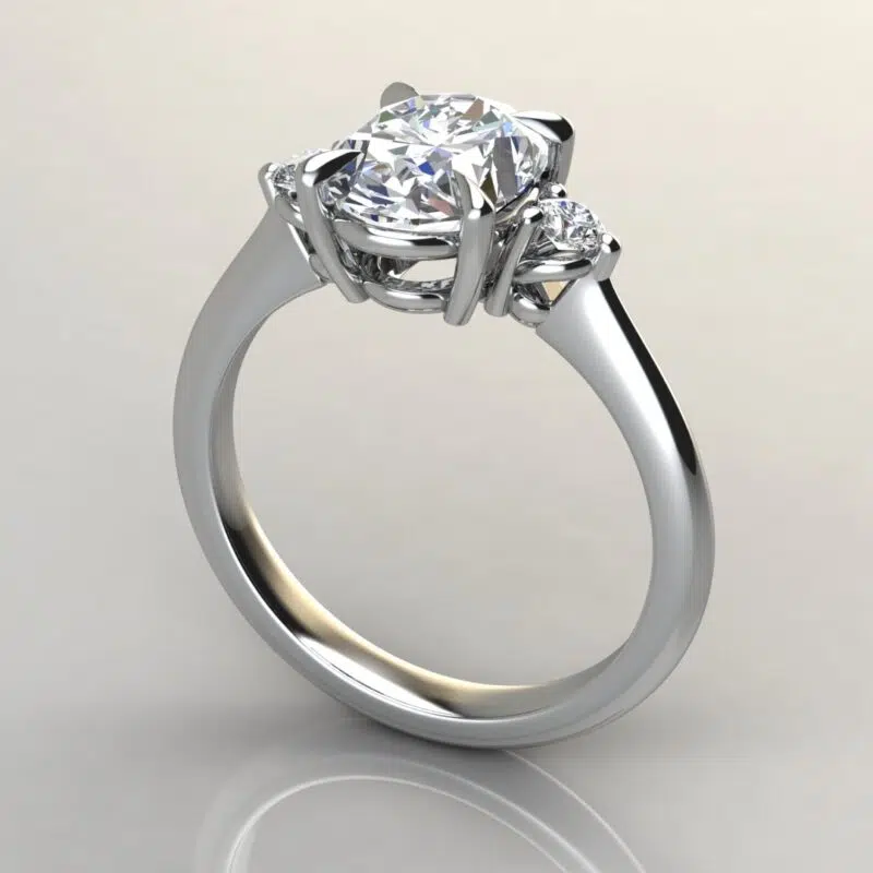 Three Stone Oval Cut Moissanite Engagement Ring