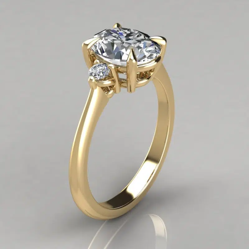 Three Stone Oval Cut Moissanite Engagement Ring