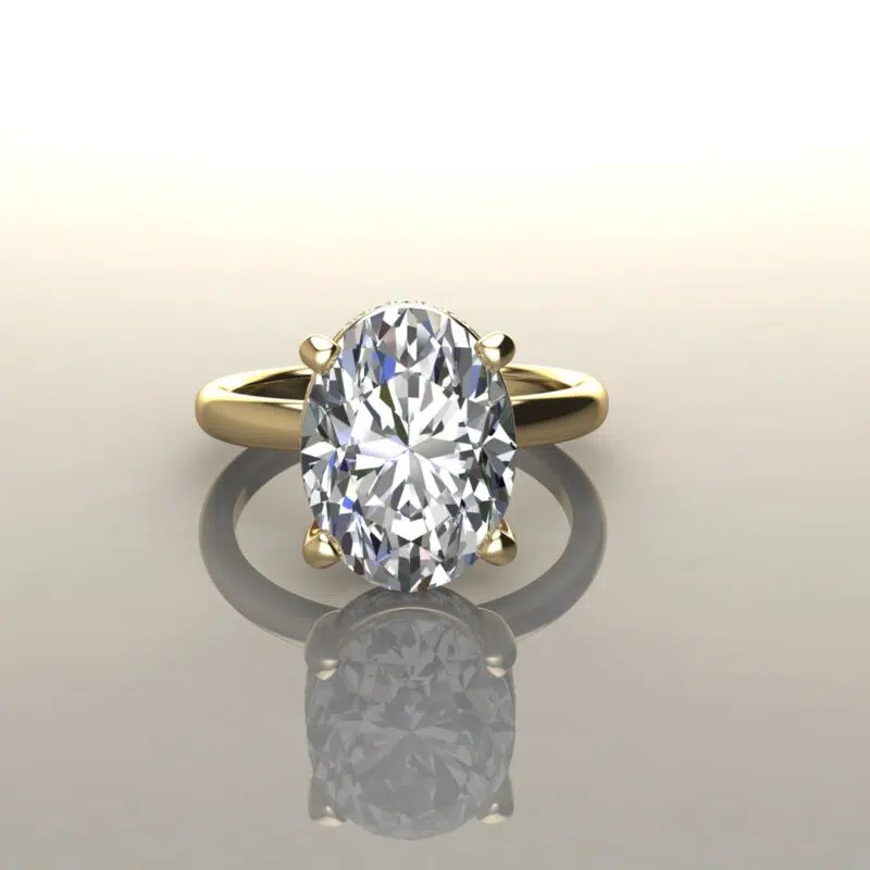 Custom Design Oval Cut Hidden Halo Moissanite Engagement Ring