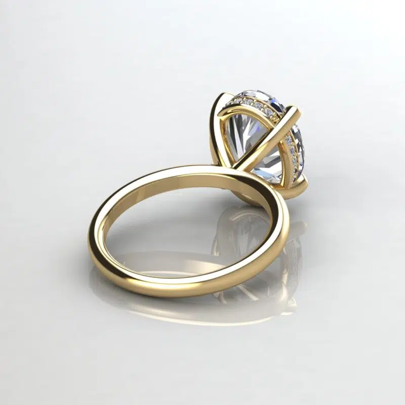 Custom Design Oval Cut Hidden Halo Moissanite Engagement Ring