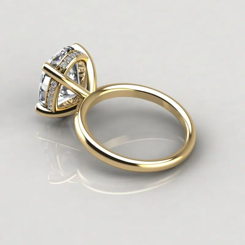 Custom Design Oval Cut Hidden Halo Moissanite Engagement Ring
