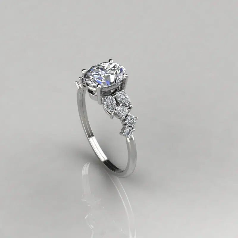 Custom Design Oval Cut Moissanite Engagement Ring