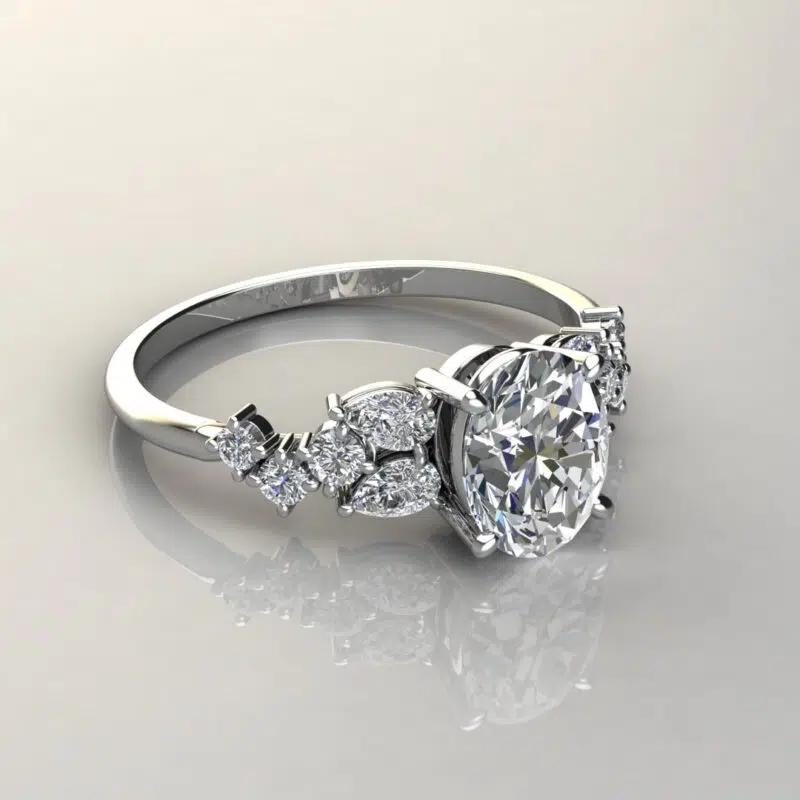 Custom Design Oval Cut Moissanite Engagement Ring