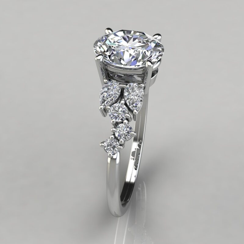 Custom Design Oval Cut Moissanite Engagement Ring
