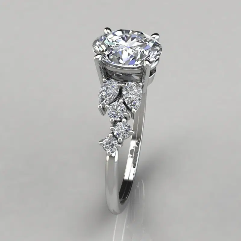 Custom Design Oval Cut Moissanite Engagement Ring