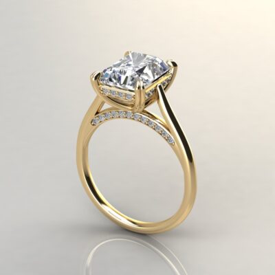 Custom Design Radiant Cut Invisible Halo Moissanite Engagement Ring