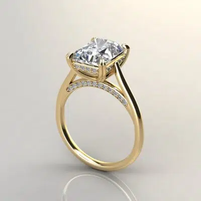 Custom Design Radiant Cut Invisible Halo Moissanite Engagement Ring