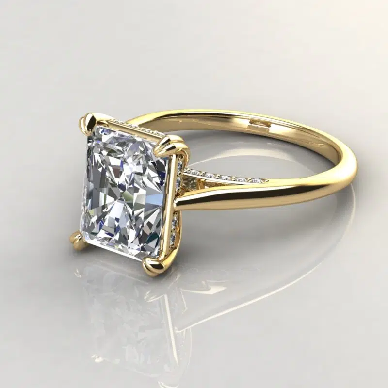 Custom Design Radiant Cut Invisible Halo Moissanite Engagement Ring