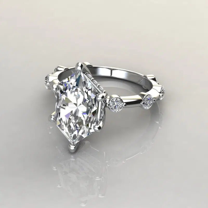 Custom Design Hexagon Cut Moissanite Engagement Ring