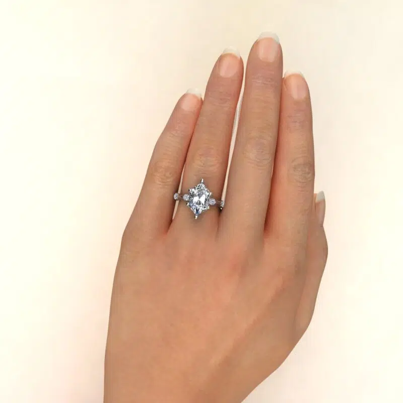 Custom Design Hexagon Cut Moissanite Engagement Ring