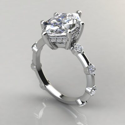 Custom Design Hexagon Cut Moissanite Engagement Ring