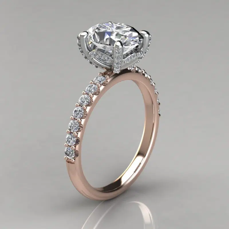 Oval Cut Crown Head Moissanite Engagement Ring