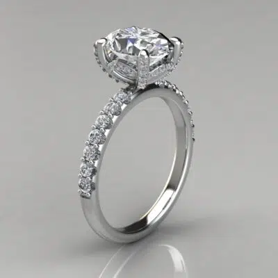 Oval Cut Crown Head Moissanite Engagement Ring