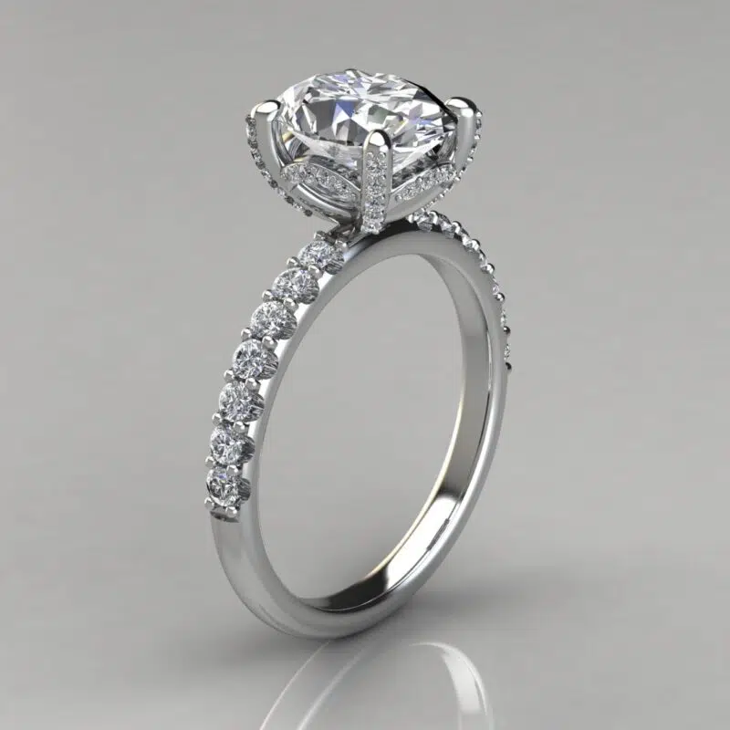 Oval Cut Crown Head Moissanite Engagement Ring
