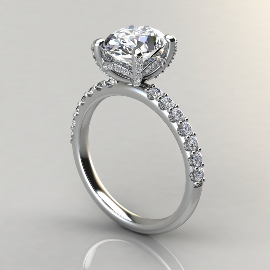 Oval Cut Crown Head Moissanite Engagement Ring