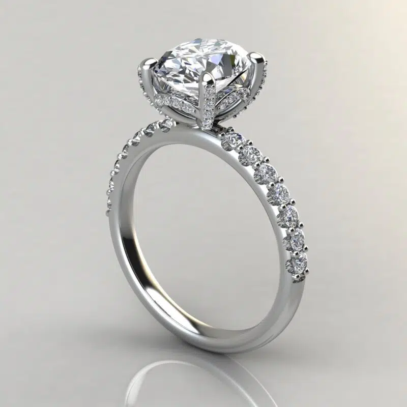 Oval Cut Crown Head Moissanite Engagement Ring