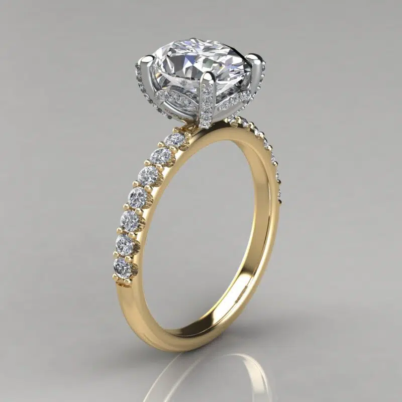 Oval Cut Crown Head Moissanite Engagement Ring