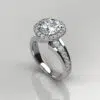 Custom Graduated Pave Outline Round Cut Halo Engagement Ring