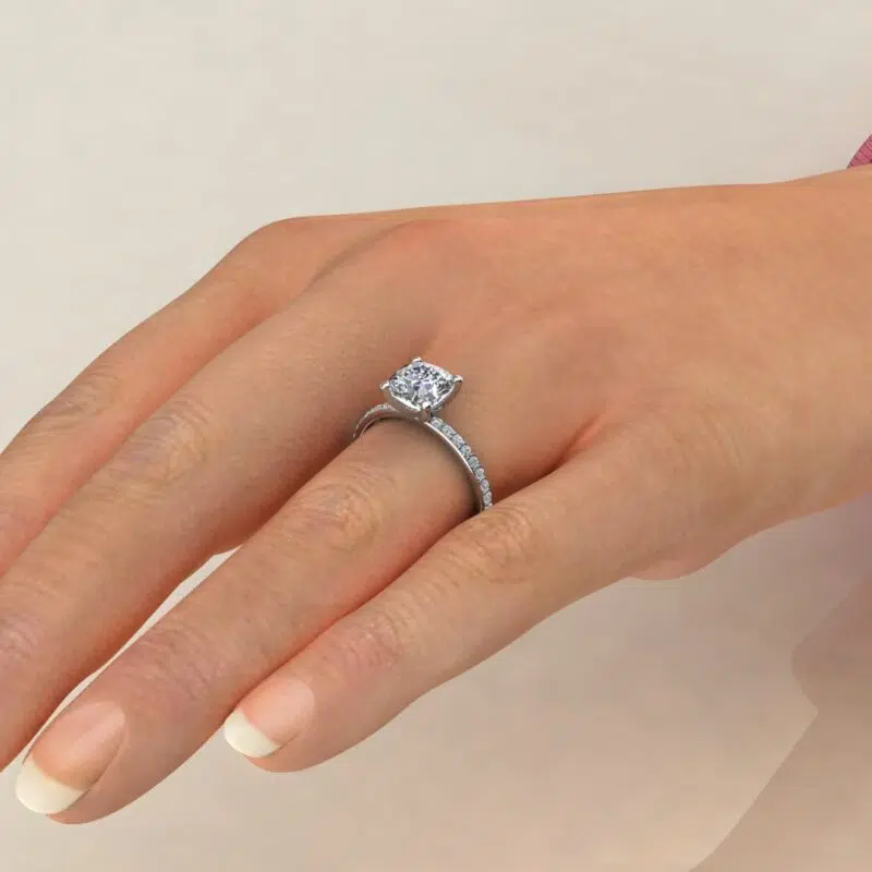 Custom Design 2 Carat Cushion Cut Moissanite Engagement Ring