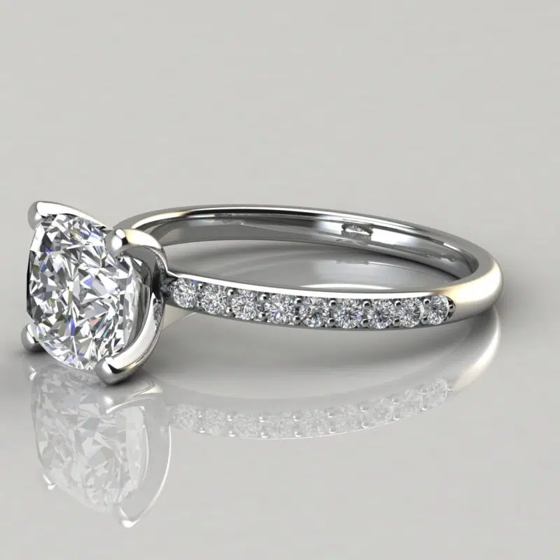 Custom Design 2 Carat Cushion Cut Moissanite Engagement Ring