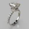 Four Prong Radiant Cut Hidden Halo Moissanite Engagement Ring