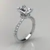 Four Prong Radiant Cut Hidden Halo Moissanite Engagement Ring