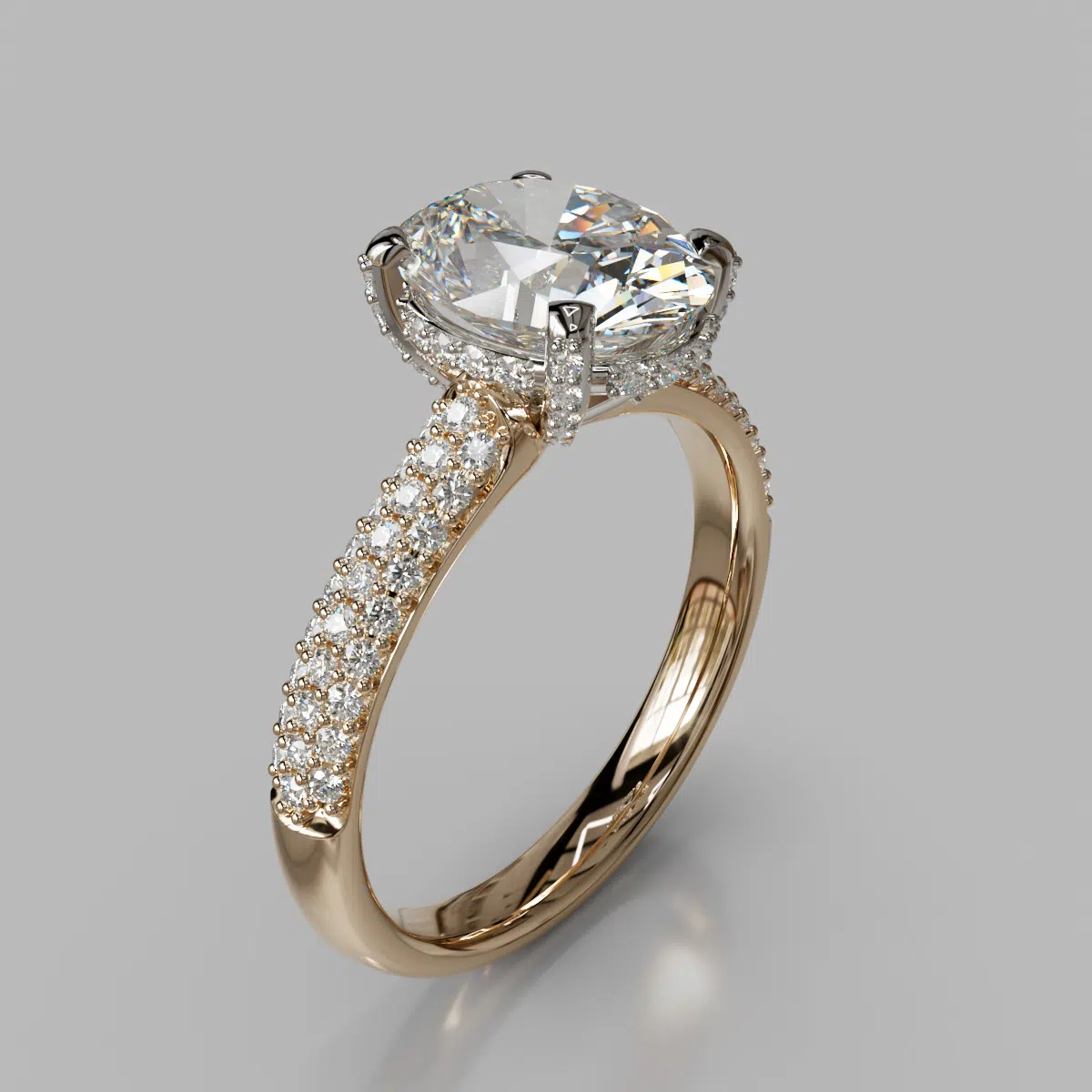 Oval Cut Three Row Moissanite Engagement Ring Oval Cut Three Row Moissanite Engagement Ring