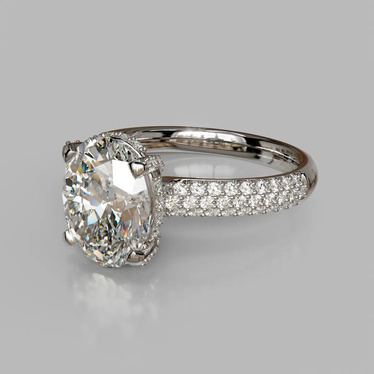 Oval Cut Three Row Moissanite Engagement Ring Oval Cut Three Row Moissanite Engagement Ring