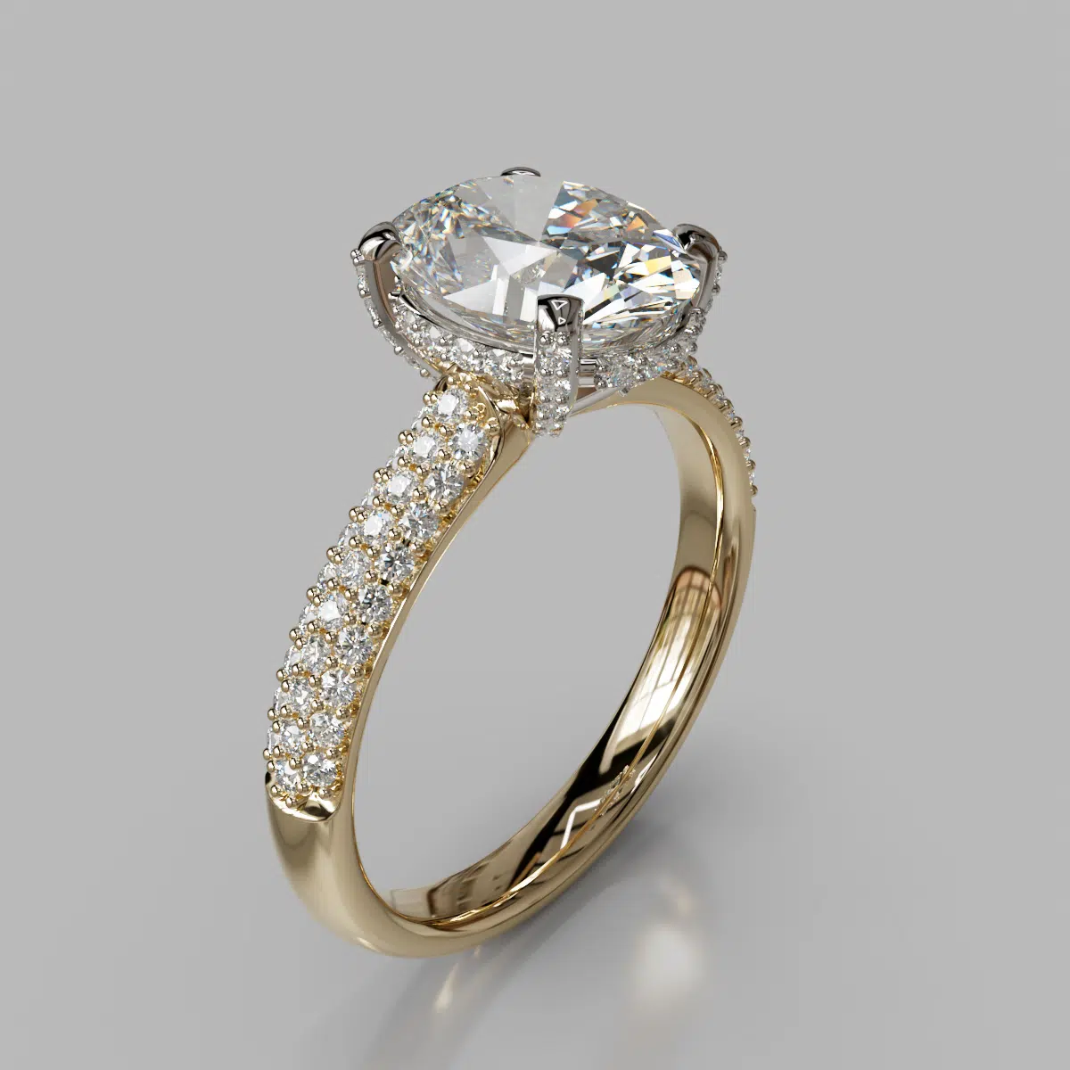 Oval Cut Three Row Moissanite Engagement Ring Oval Cut Three Row Moissanite Engagement Ring