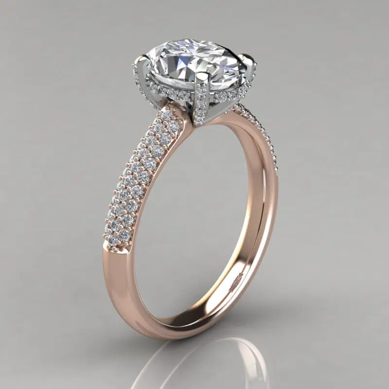 Oval Cut Three Row Moissanite Engagement Ring