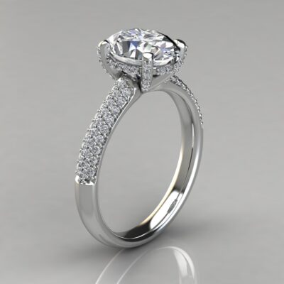 Oval Cut Three Row Moissanite Engagement Ring