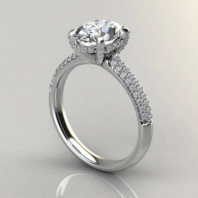 Oval Cut Three Row Moissanite Engagement Ring