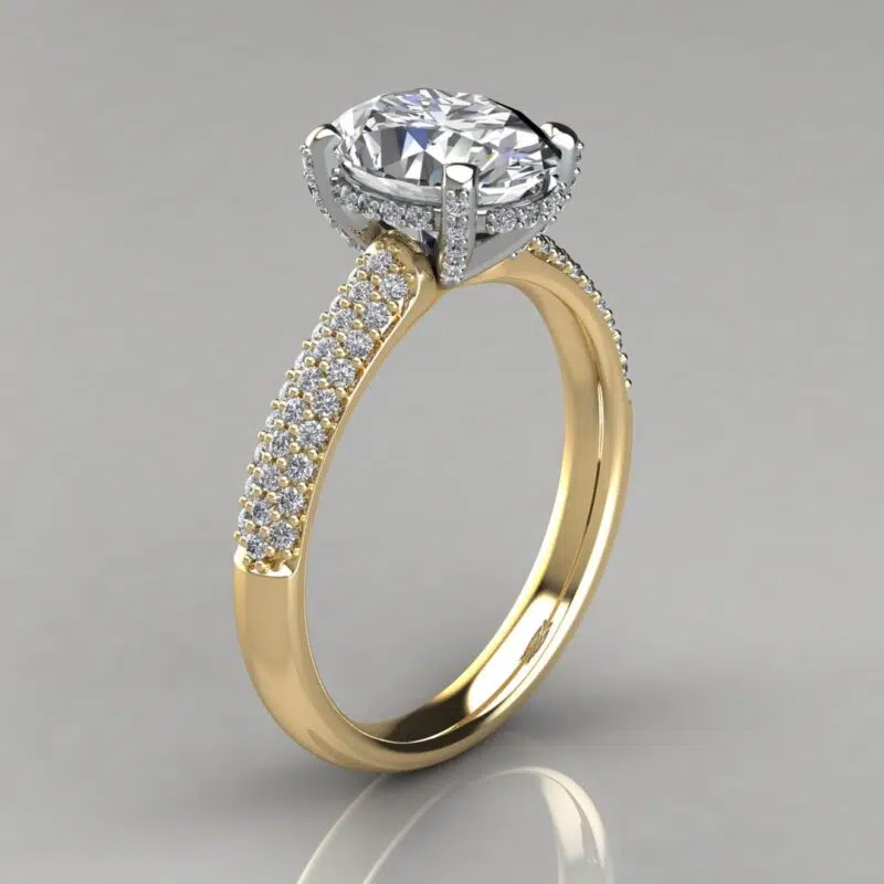 Oval Cut Three Row Moissanite Engagement Ring