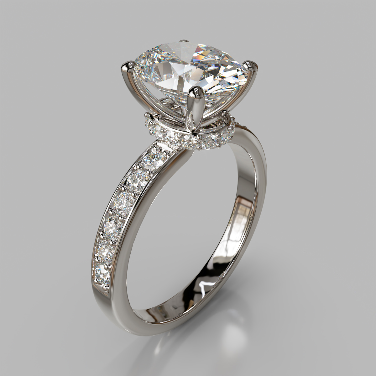 Oval Cut Colar Moissanite Engagement Ring