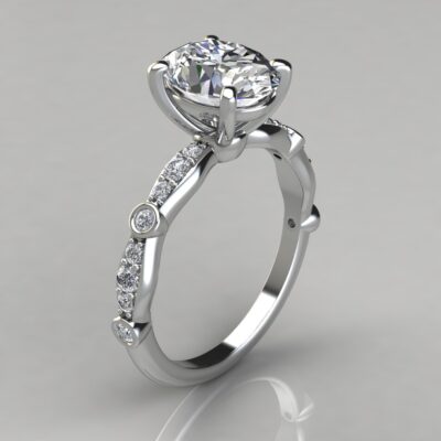 Oval Cut Bamboo Band Moissanite Engagement Ring