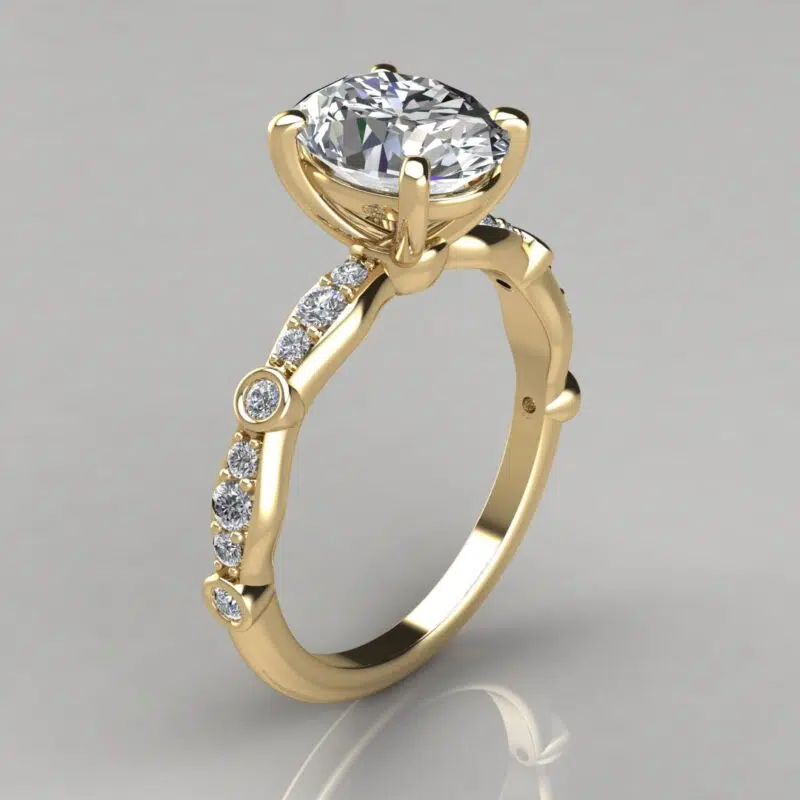 Oval Cut Bamboo Band Moissanite Engagement Ring